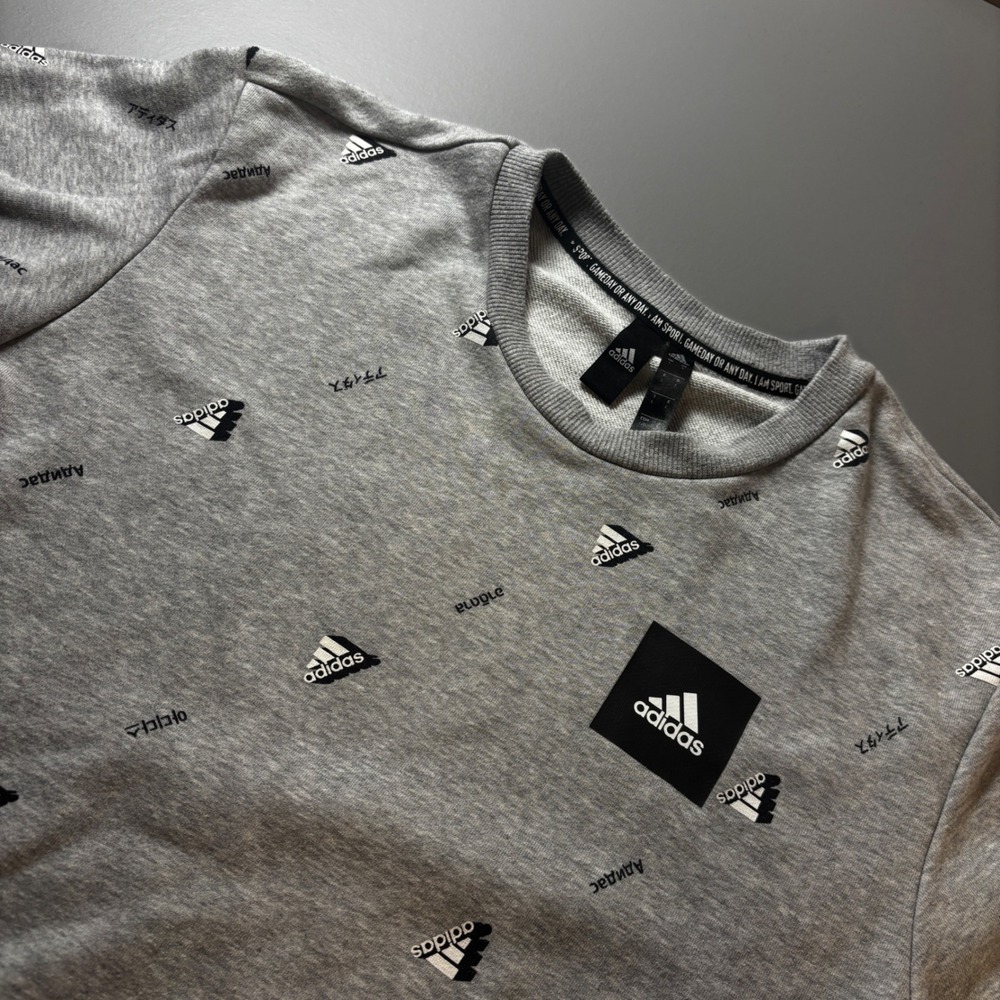 Adidas AOP I Am Sport Gameday Large Crew Neck Sweatshirt Gray Men